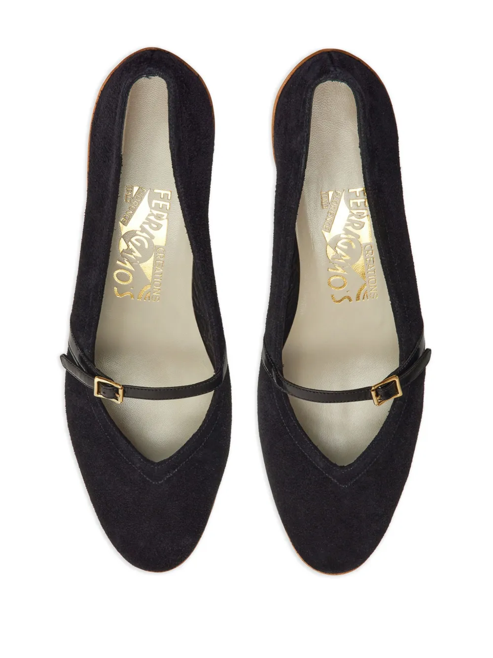 Ferragamo Audrey (1954) suède ballerina's Zwart