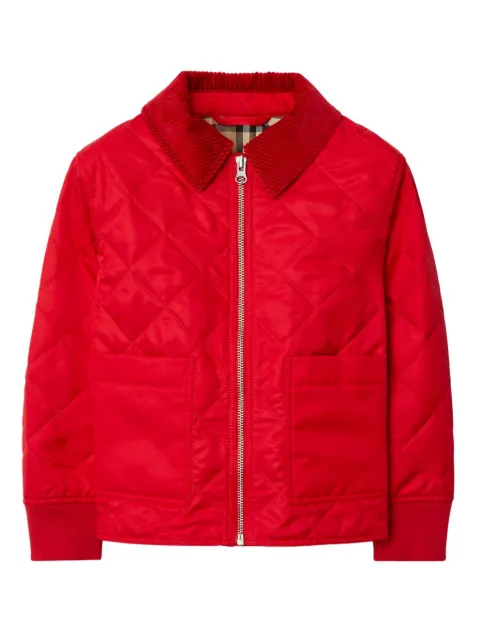 Burberry Kids corduroy-collar quilted jacket