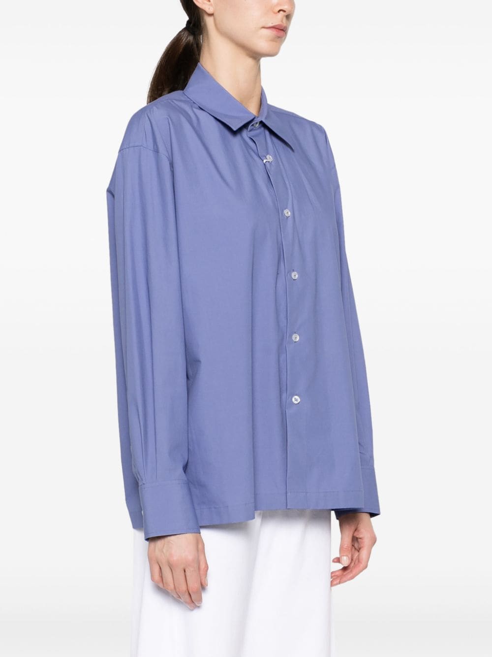 Shop Alexander Wang Apple-appliqué Poplin Cotton Shirt In Blue