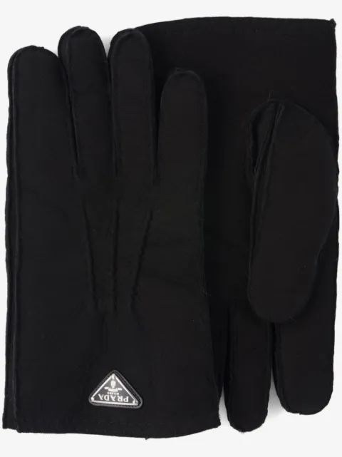Prada triangle-logo suede gloves