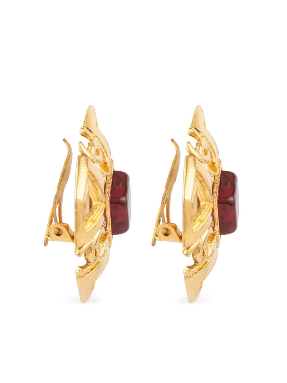 Pre-owned Chanel 1984 Cc Rhombus Clip-on Earrings In Gold