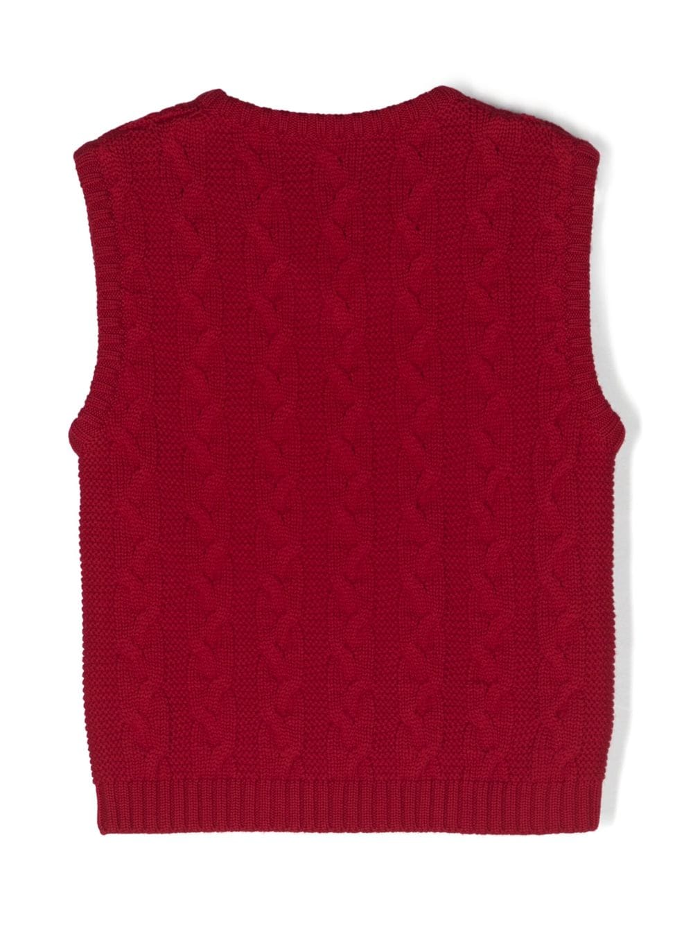 La Stupenderia V-neck cable-knit vest - Rood