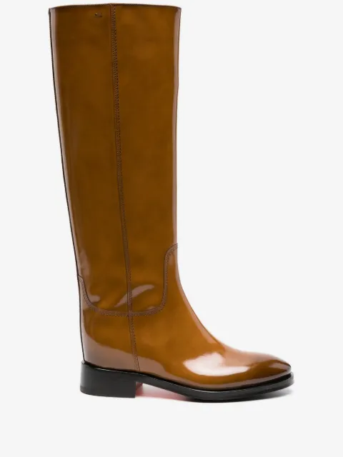 Santoni patent leather knee-high boots