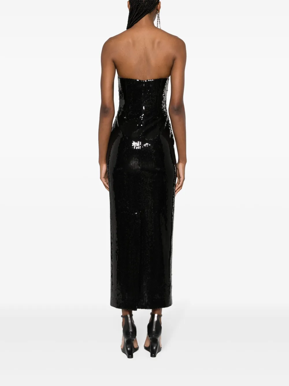 The New Arrivals Ilkyaz Ozel Estelle Sequin-embellished Maxi Dress In Black