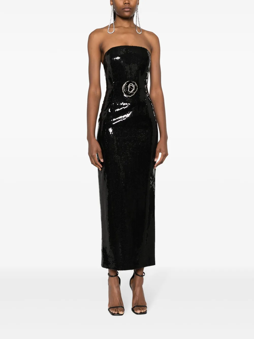 The New Arrivals Ilkyaz Ozel Estelle Sequin-embellished Maxi Dress In Black