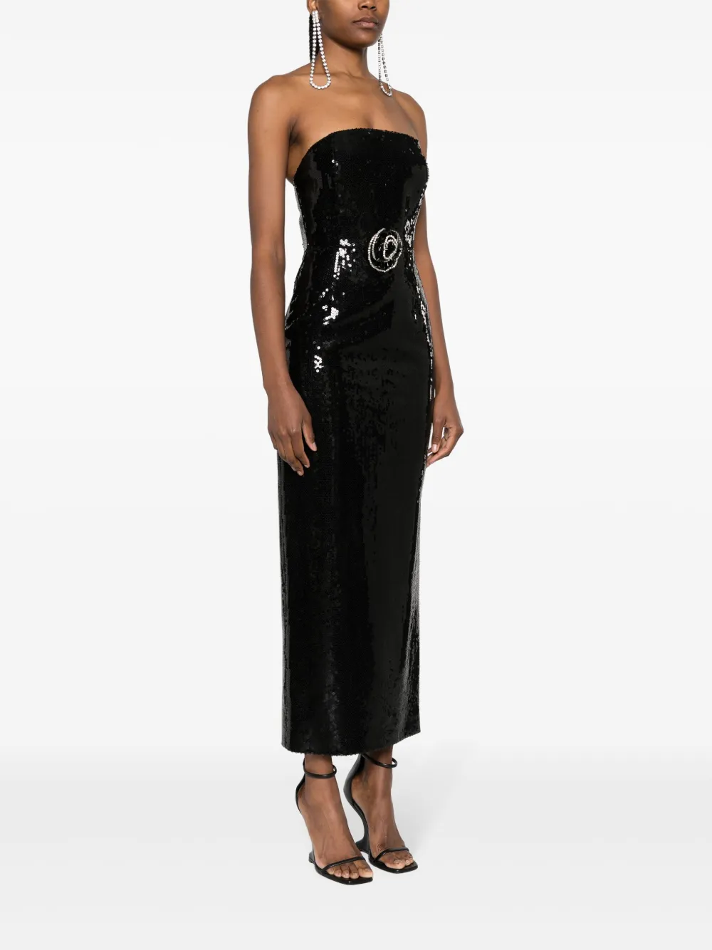 The New Arrivals Ilkyaz Ozel Estelle Sequin-embellished Maxi Dress In Black