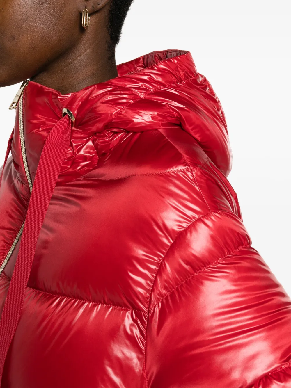 Herno Donsjack met trekkoord en capuchon Rood