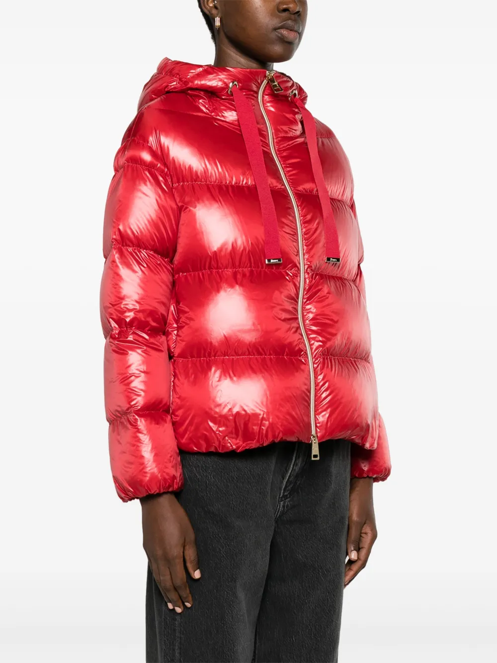 Herno Donsjack met trekkoord en capuchon Rood