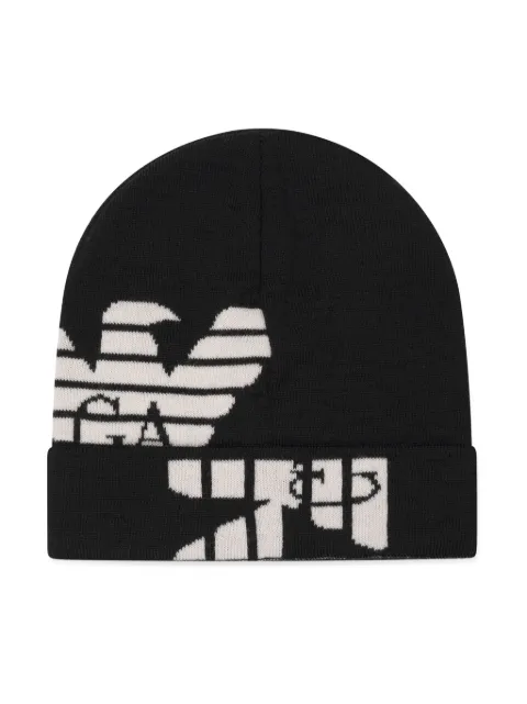 Emporio Armani Kids intarsia-knit virgin wool beanie 