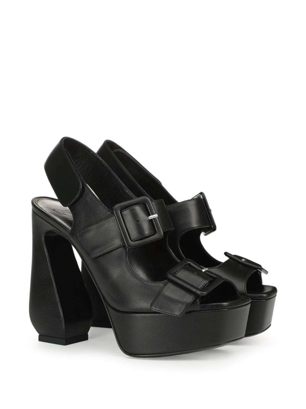 Shop Sergio Rossi Leather Platform Sandals In Black