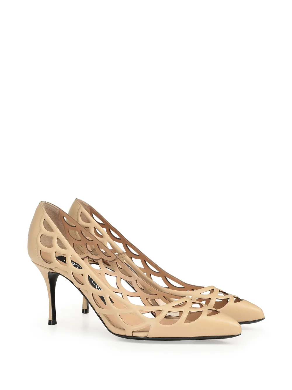 Sergio Rossi SR Mermaid 75 mm leren pumps - Beige