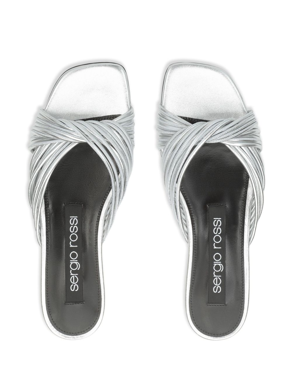 Shop Sergio Rossi Sr Akida Metallic Leather Sandals In Silver