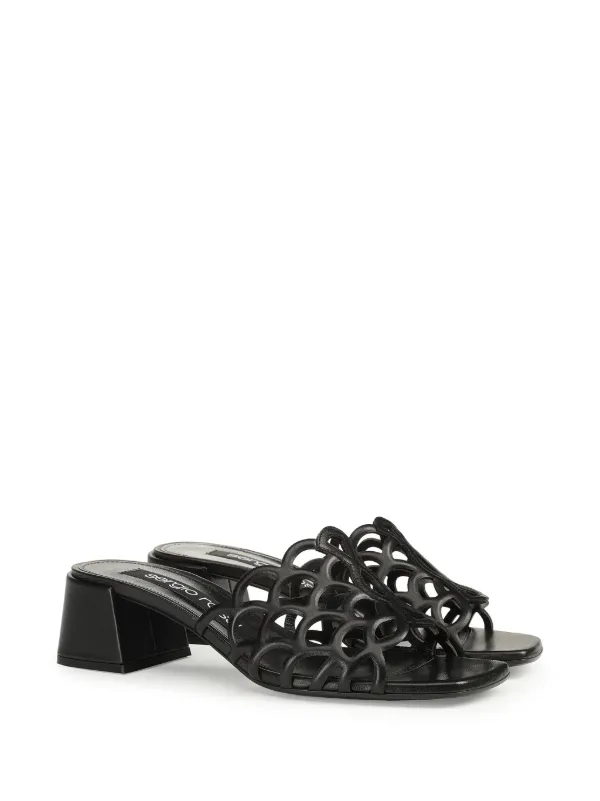 Sergio Rossi 45mm Mermaid Leather Mules | Black | FARFETCH JO