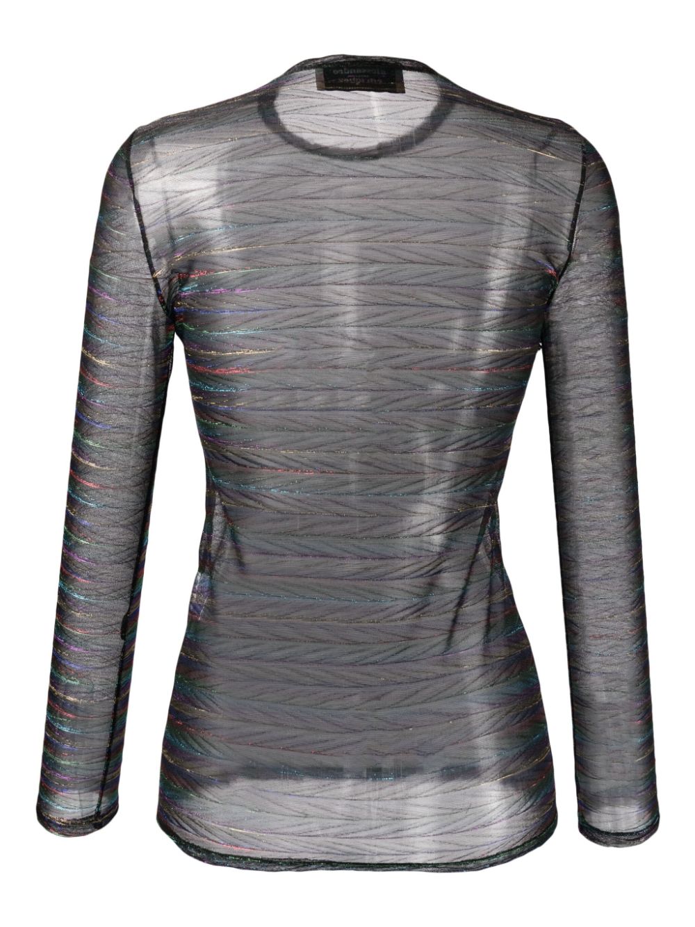 Shop Alessandro Enriquez Striped Metallic Sheer Top In Black
