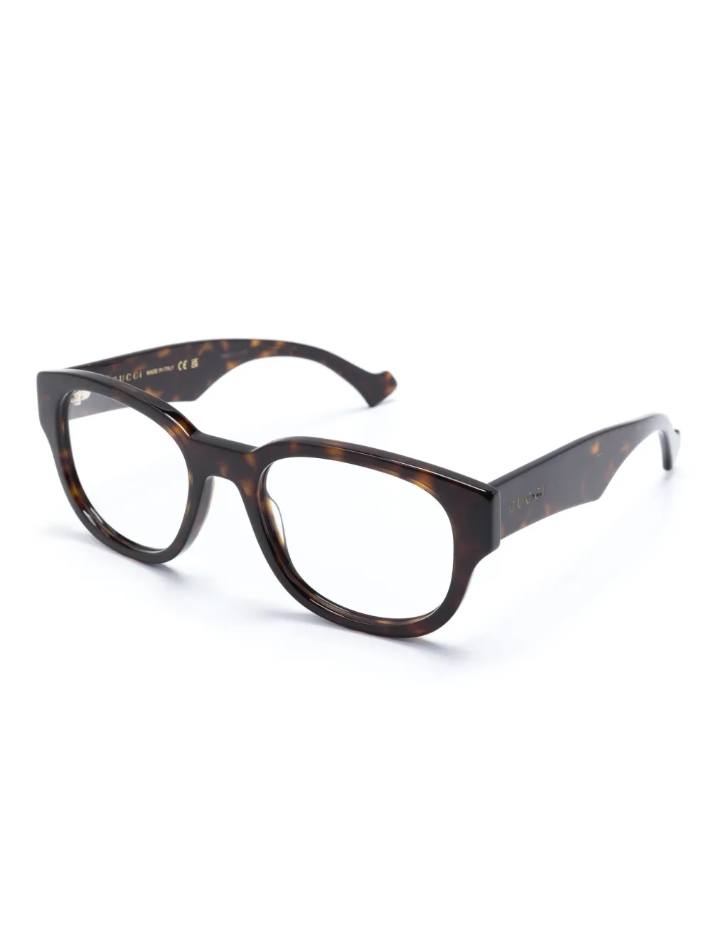 Gucci Eyewear tortoiseshell-detailed wayfarer-frame glasses - Bruin