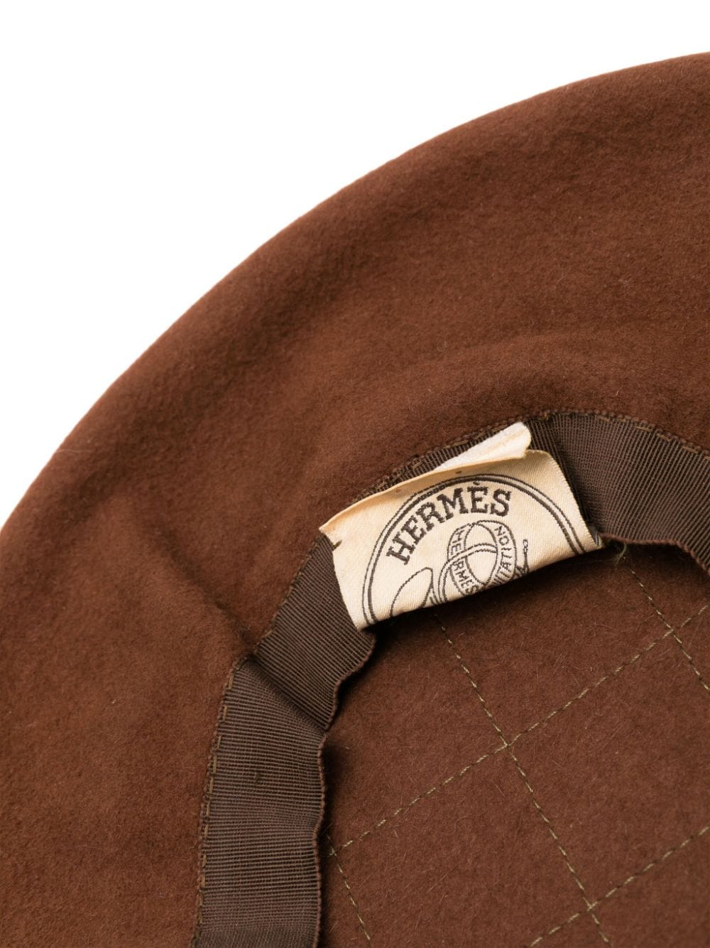 Pre-owned Hermes  Feather-detail Suede Beret In Brown