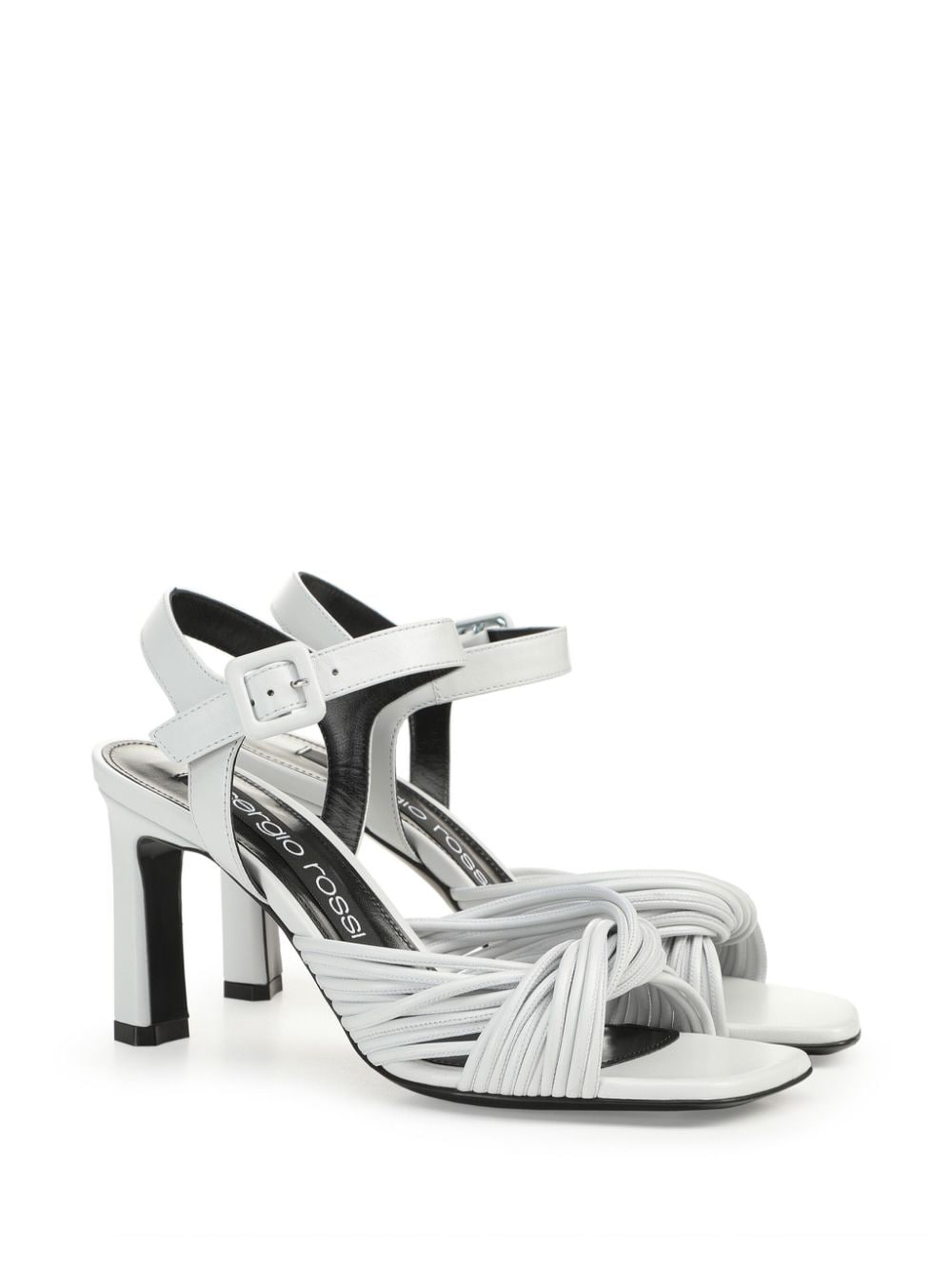Shop Sergio Rossi Sr Akida 80mm Leather Sandals In White