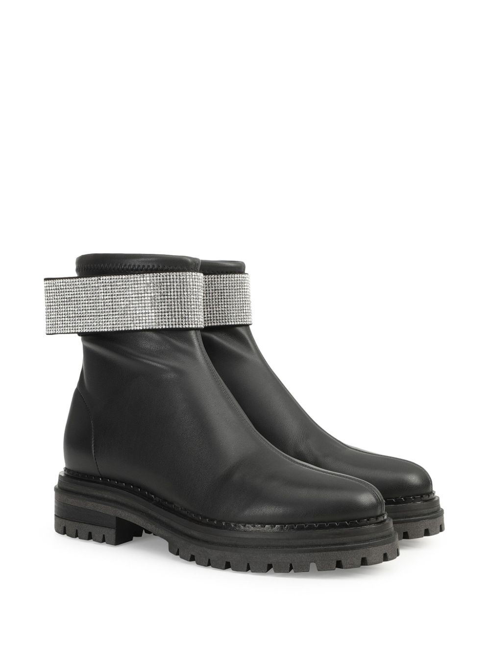 Shop Sergio Rossi Sr Paris Crystal-strap Ankle Boots In Black