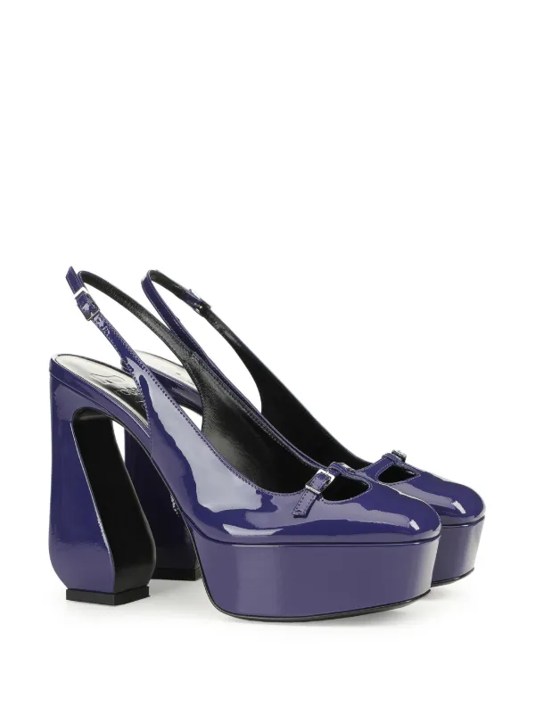 Sergio Rossi SI Rossi 85mm Slingback Pumps Blue FARFETCH IN