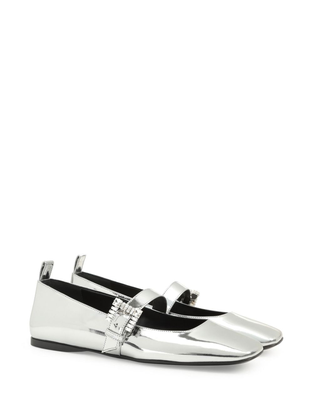 Shop Sergio Rossi Sr Twenty Metallic-finish Ballerina Shoes In Silver