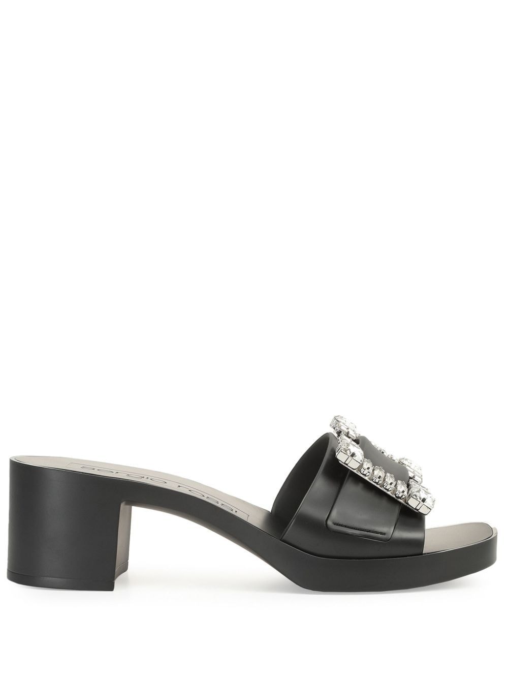 Shop Sergio Rossi Sr Jelly 40mm Buckled Mules In Black