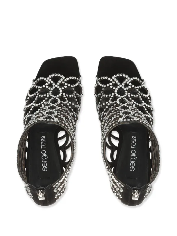 sergio rossi ブラックサンダル ストーン付き sergio rossi ブラックサンダル ストーン付き