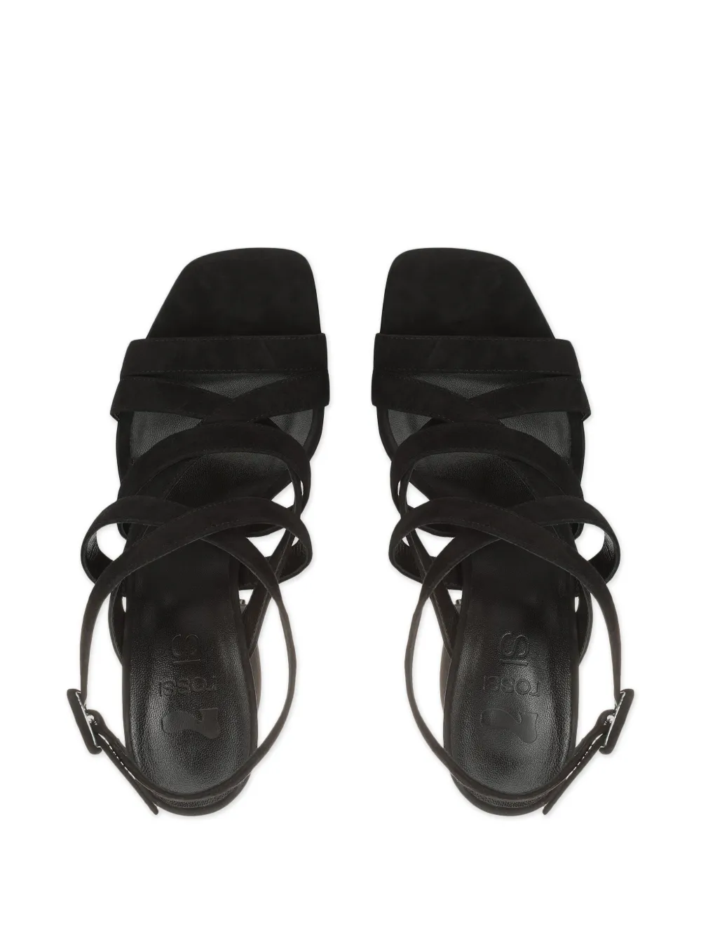 Sergio Rossi SI ROSSI 90mm square-toe suede sandals Black