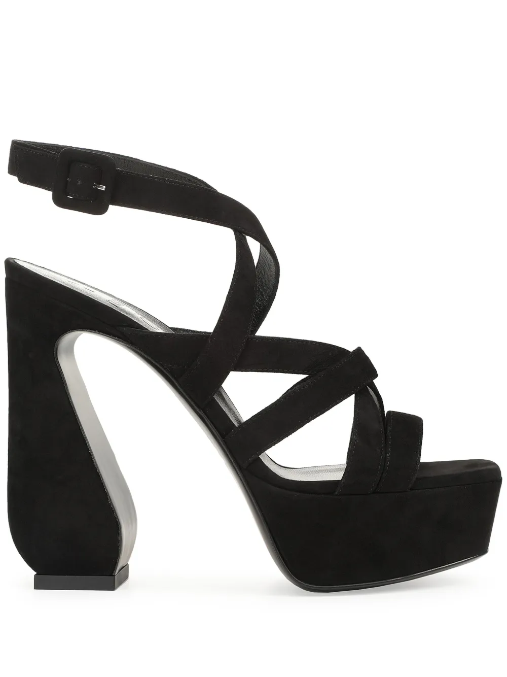 Sergio Rossi SI ROSSI 90mm square-toe suede sandals Black