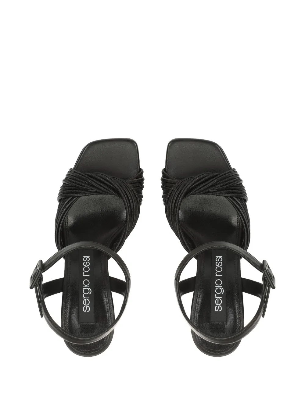 Shop Sergio Rossi Akida Twist-detailed Leather Sandals In Black