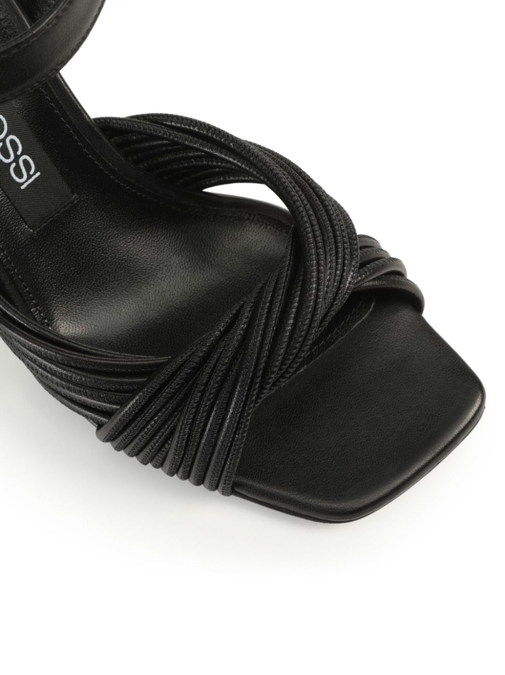 Shop Sergio Rossi Akida Twist-detailed Leather Sandals In Black