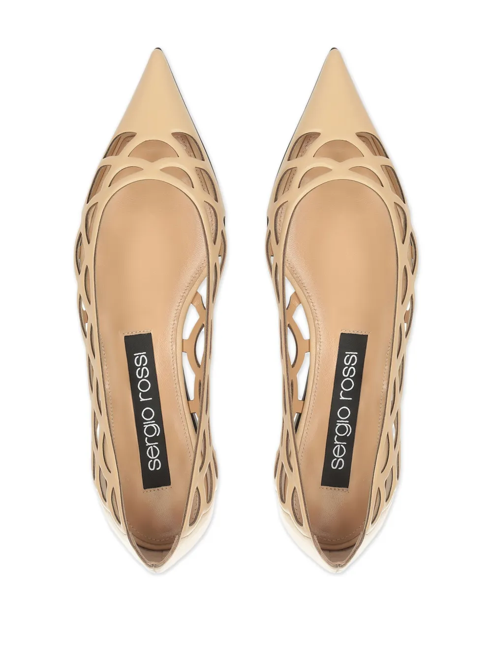 Shop Sergio Rossi Sr Mermaid Leather Ballerina Shoes In Neutrals