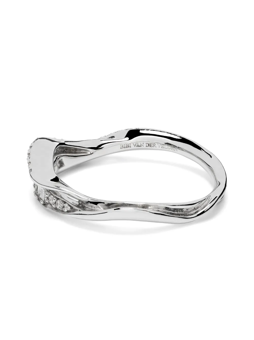 Bibi Van Der Velden 18kt White Gold Inhale Diamond Stackable Ring In Silver