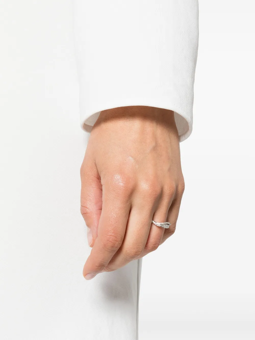 Bibi Van Der Velden 18kt White Gold Inhale Diamond Stackable Ring In Silver