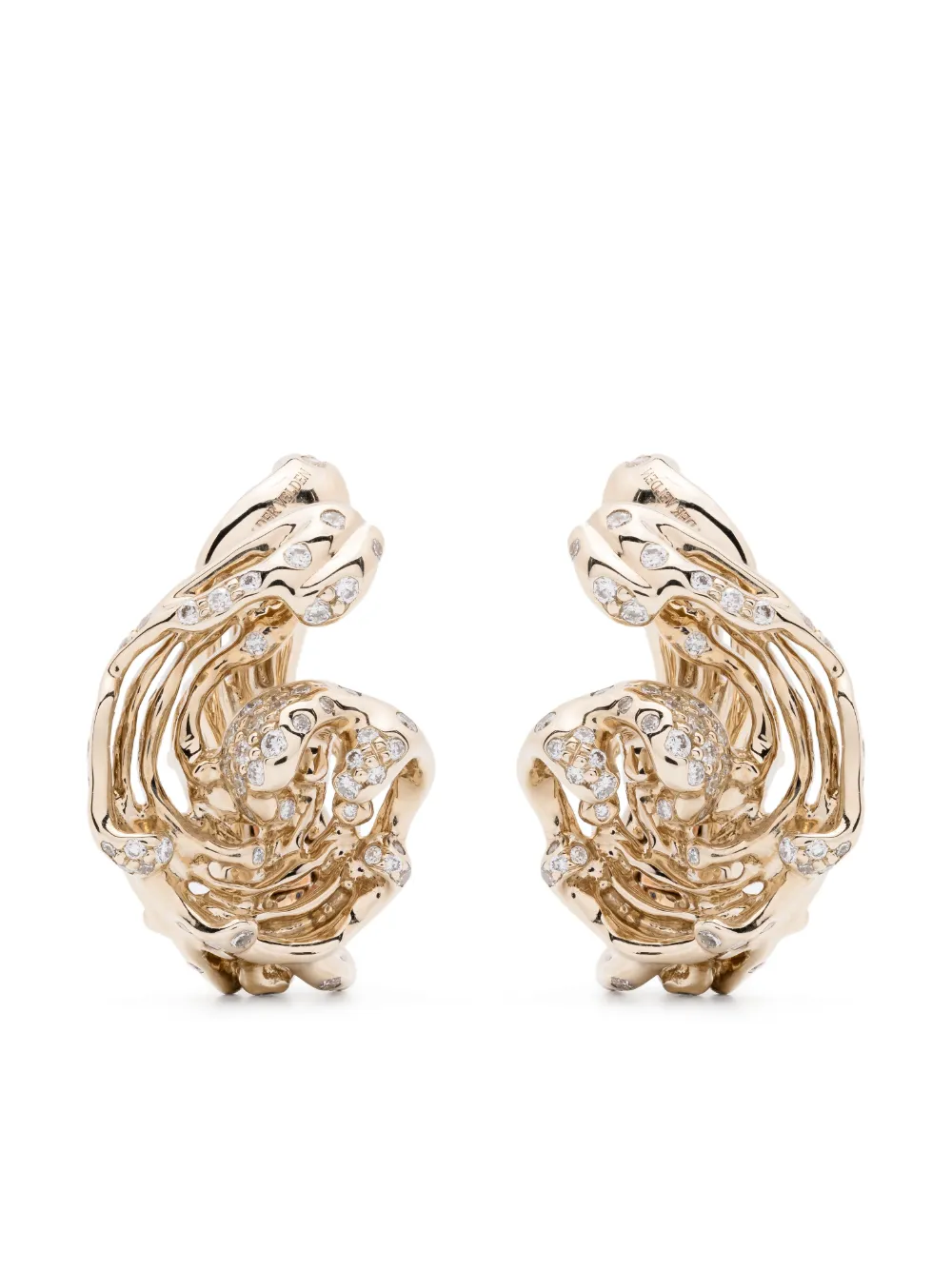 Bibi van der Velden aretes Wave Twist en oro amarillo de 18kt | dorado | Image 1