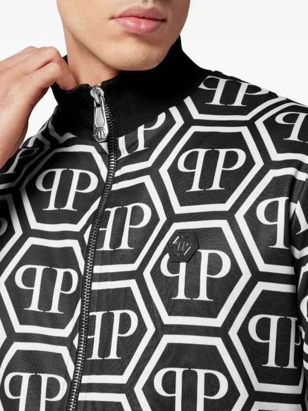 Philipp Plein monogram print Track Jacket Black FARFETCH IE