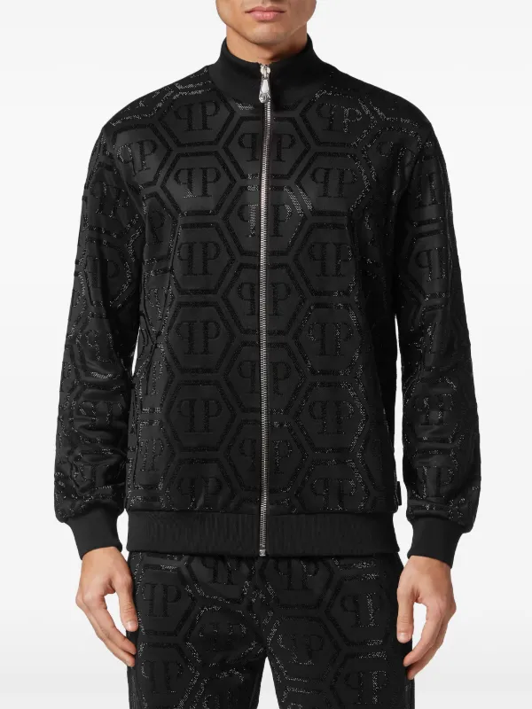 Philipp Plein monogram-pattern zip-up Tracksuit Set | Black