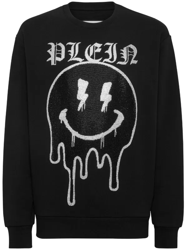 Philipp Plein Smile rhinestone embellished Sweatshirt Black FARFETCH AE