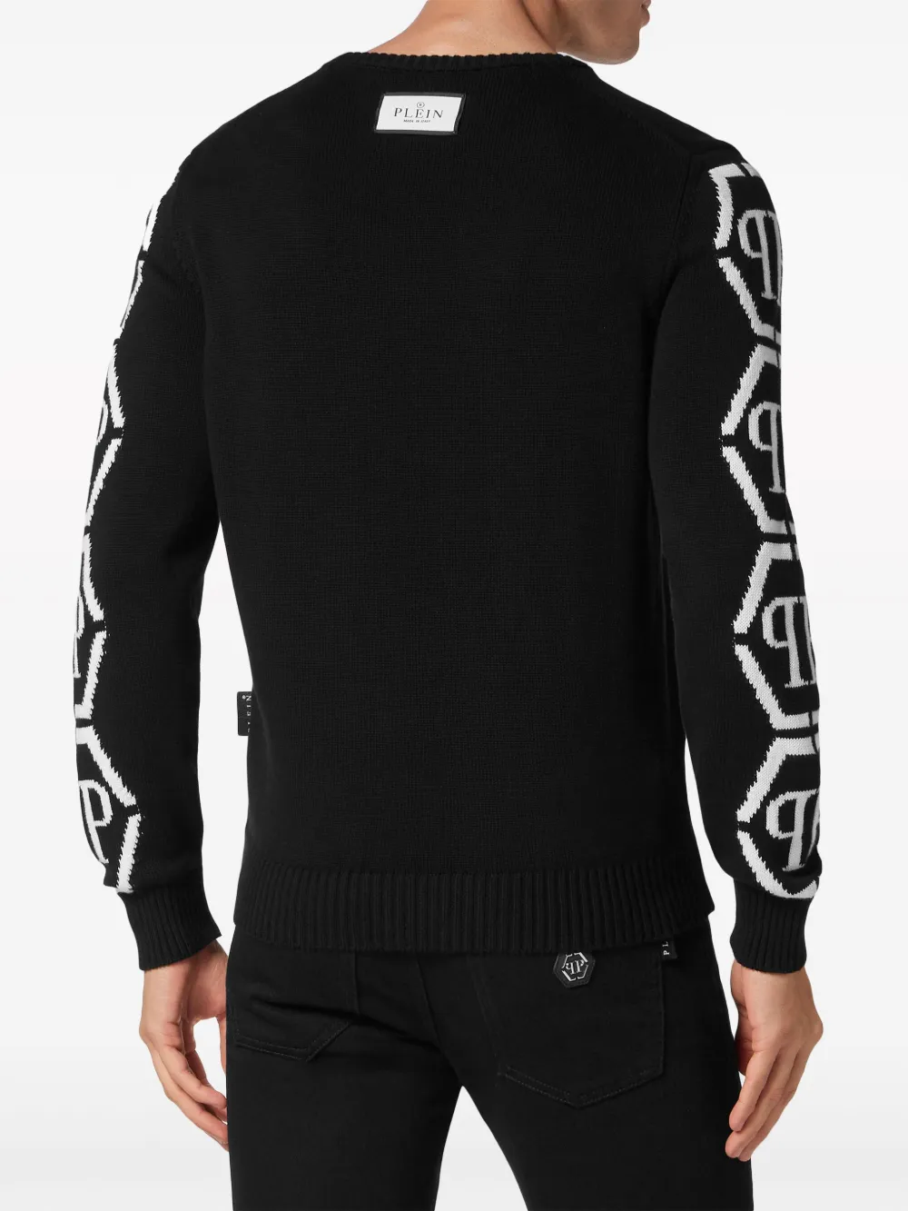 Shop Philipp Plein Monogram Knit Jumper In Black