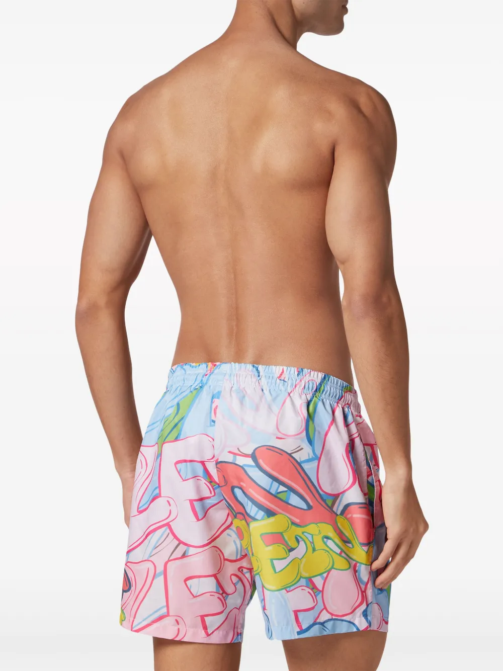 Shop Philipp Plein Graffiti-print Swim Shorts In Pink