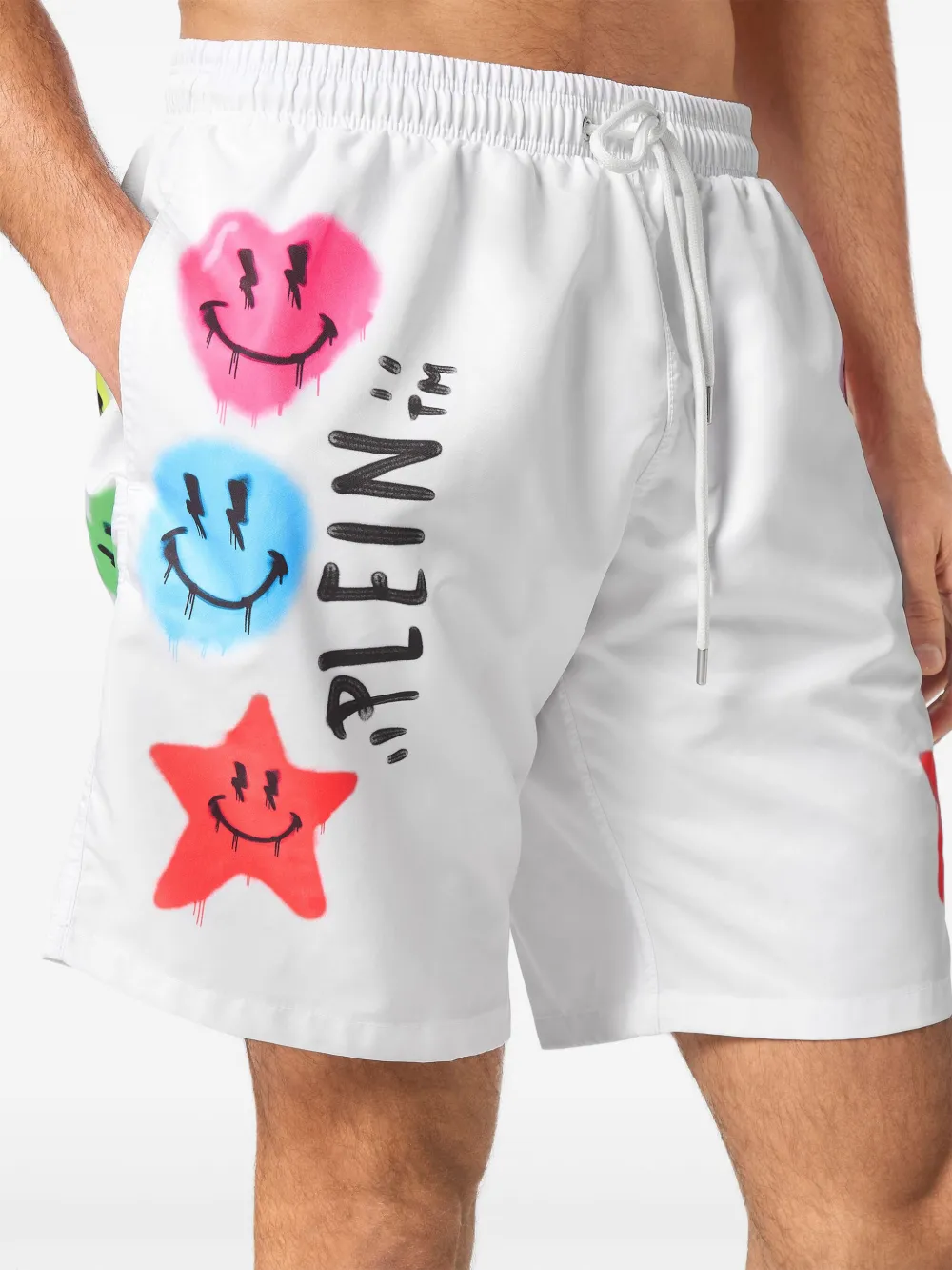 Philipp Plein Zwembroek met grafische print Wit