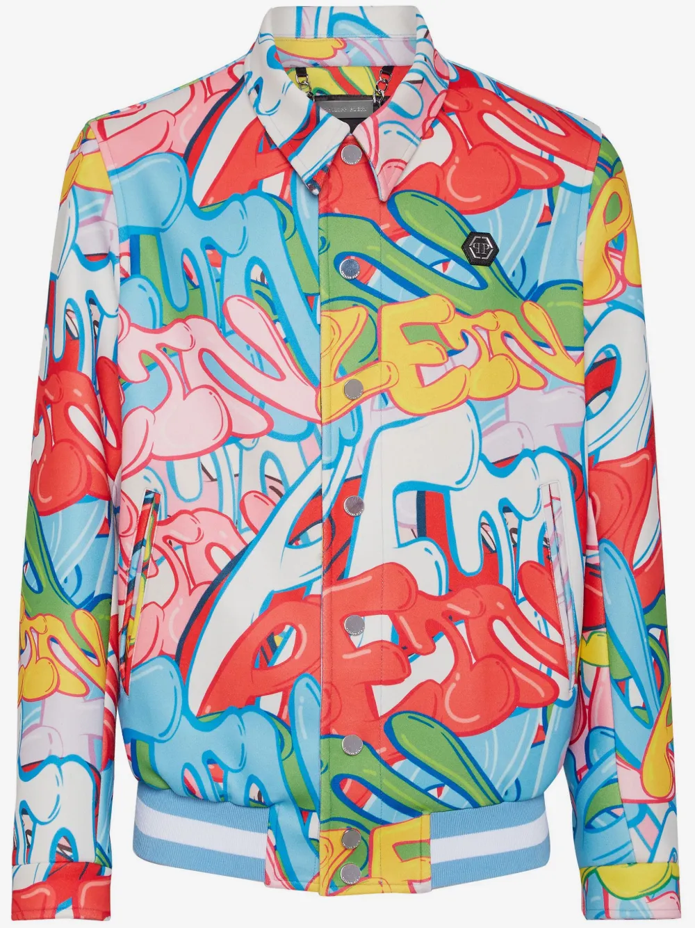 Philipp Plein graffiti-print shirt jacket | Blue | Image 1