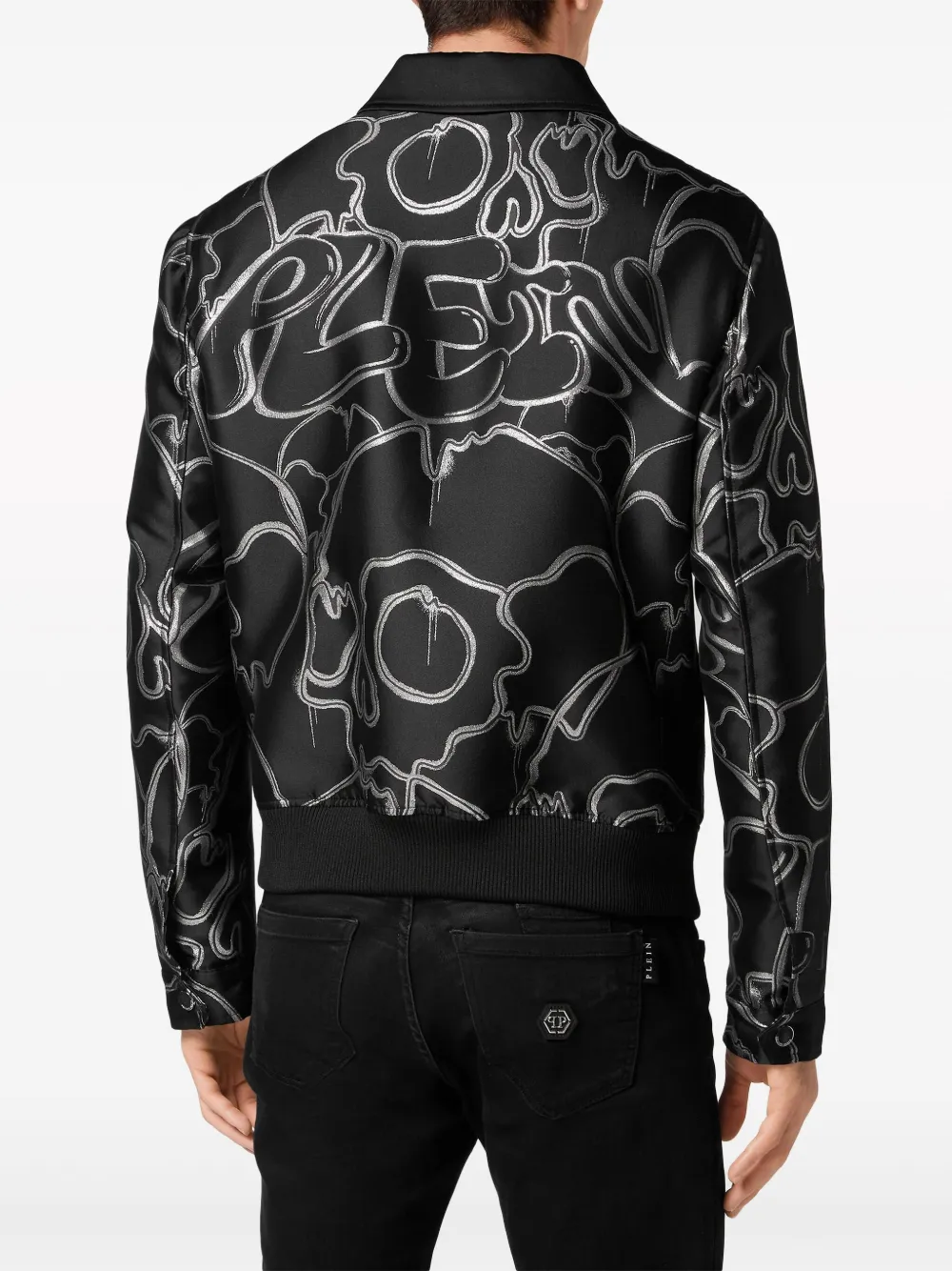 Philipp Plein Bomberjack met jacquard Zwart