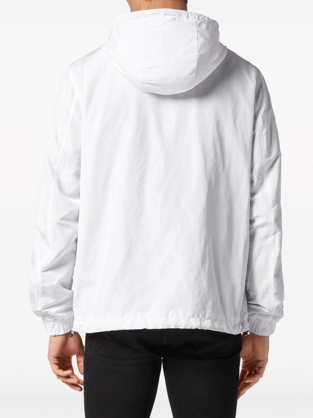 Shop Philipp Plein Logo-patch Hooded Windbreaker In White