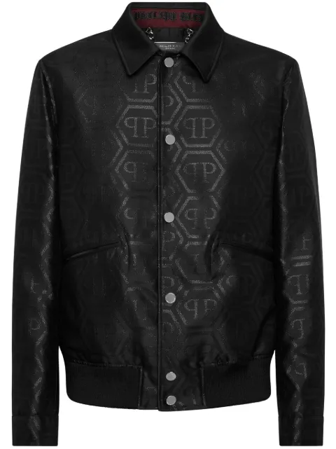 Philipp Plein chamarra bomber con monograma en jacquard