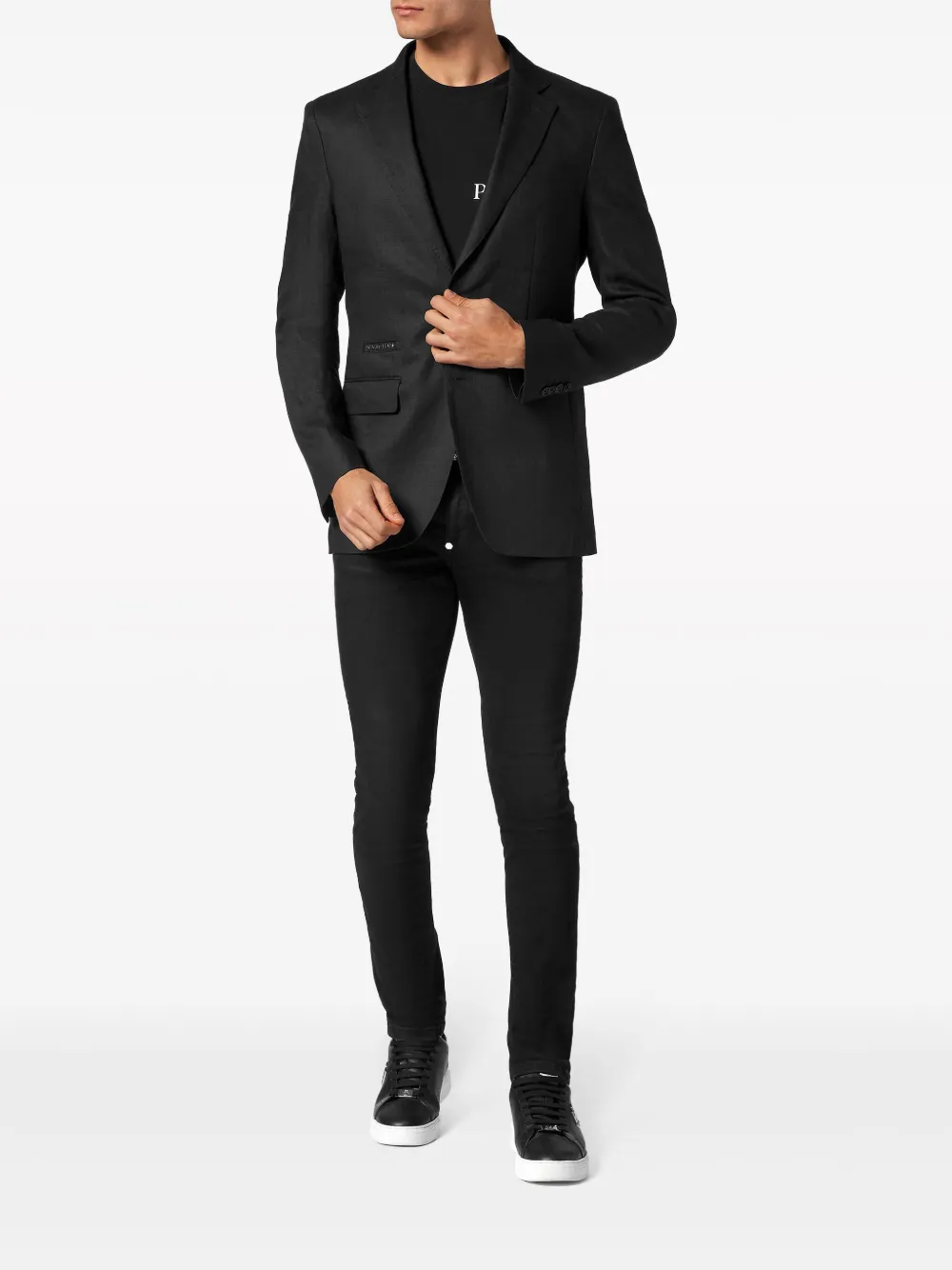 Philipp Plein single-breasted linen blazer - Zwart