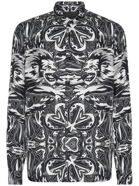 Philipp Plein Dandy Lion Circus silk shirt