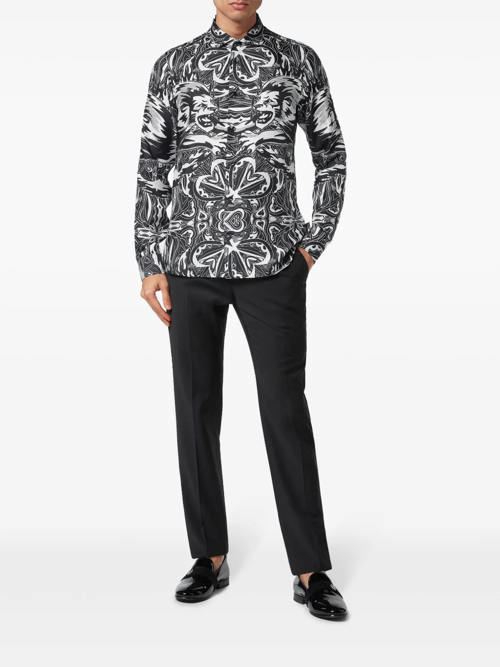 Shop Philipp Plein Dandy Lion Circus Silk Shirt In Black