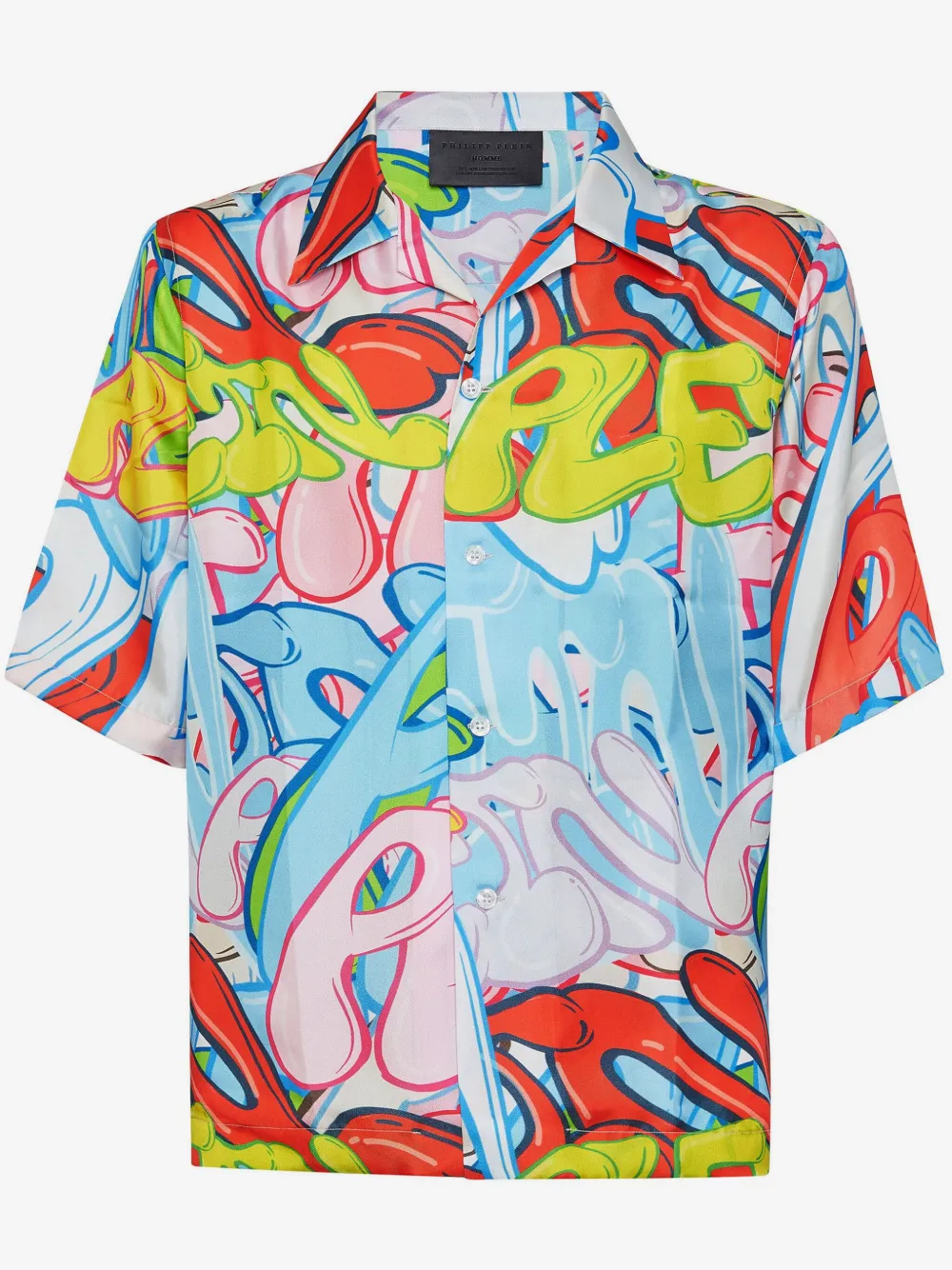 Philipp Plein Bombing Graffiti silk shirt | Blue | Image 1
