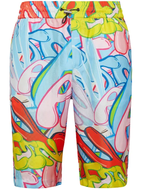 Philipp Plein Bombing Graffiti silk bermuda shorts