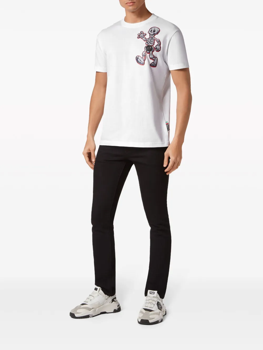 Shop Philipp Plein Skully Gang Cotton T-shirt In White